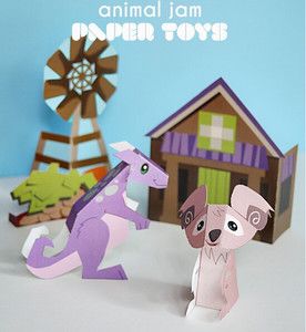 儿童手工折纸diy拼装益智立体3d纸质模型玩具 卡通动物 袋鼠制作