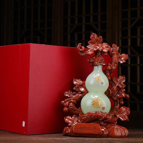 新中式入户玄关葫芦摆件禅意复古摆设茶室装饰乔迁新居礼品中国风