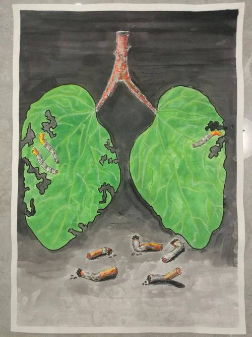 绘少年力量 画无烟未来——青少年控烟绘画作品展示_小学组_十堰_校园