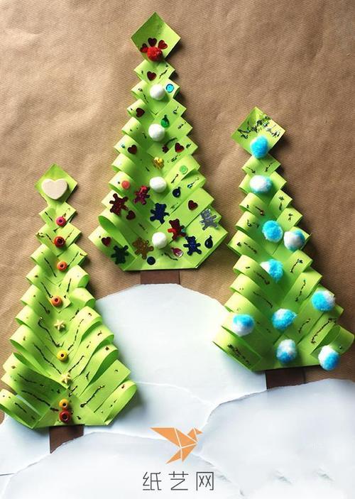 树的剪法立体剪纸圣诞树巧巧手幼儿手工网简单的手工剪纸圣诞树图案