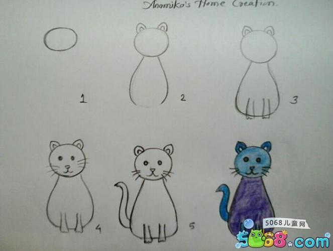 一步一步教你画小猫 小猫画画步骤图分享_铅笔画 - 5068儿童网