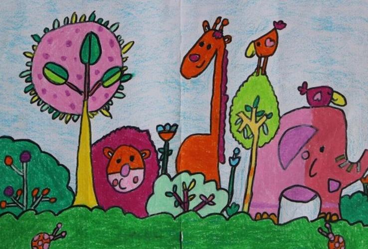 森林里的小动物小学生动物家园主题画分享_蜡笔画 - 5068儿童网