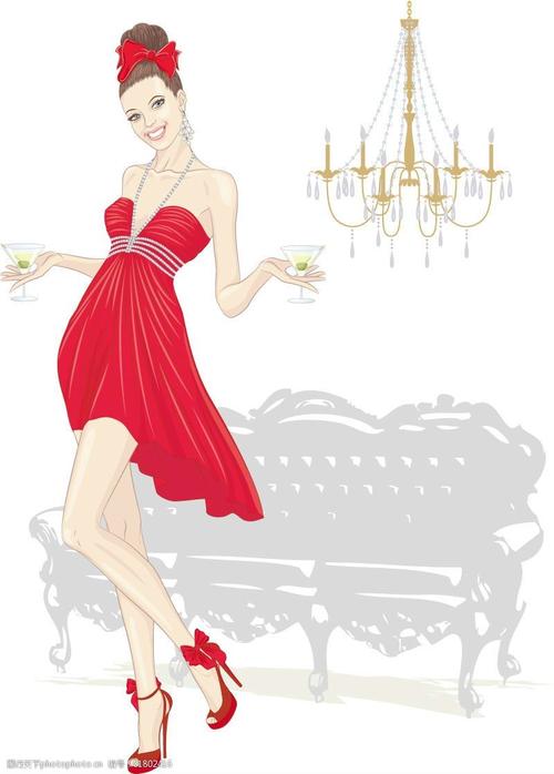 时尚红裙女郎海报