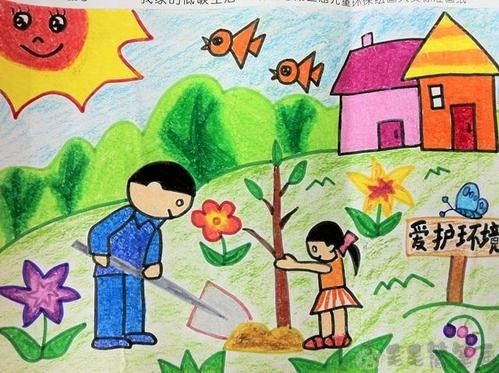 关于植树节的幼儿绘画作品 - 毛毛简笔画