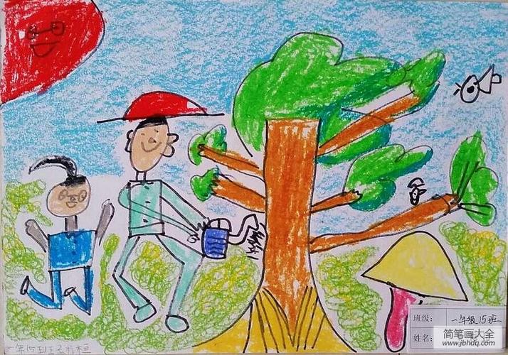 简笔画大全 儿童画 节日 植树节儿童画小朋友们知道3月12日是什么日子