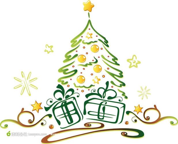 手绘圣诞树矢量图片素材设计背景模版源文件下载
