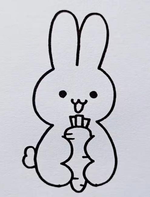 用数字3画小白兔吃萝卜-简笔画大全-魔术铺