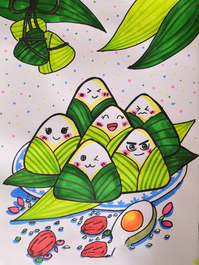 端午节粽子简笔画 儿童画 画了一幅简单的粽子,希望能给孩子们提供