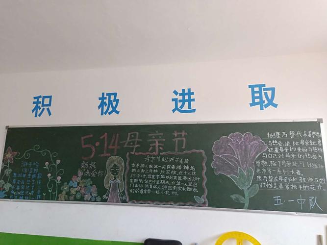 五岔沟学校母亲节主题黑板报展示