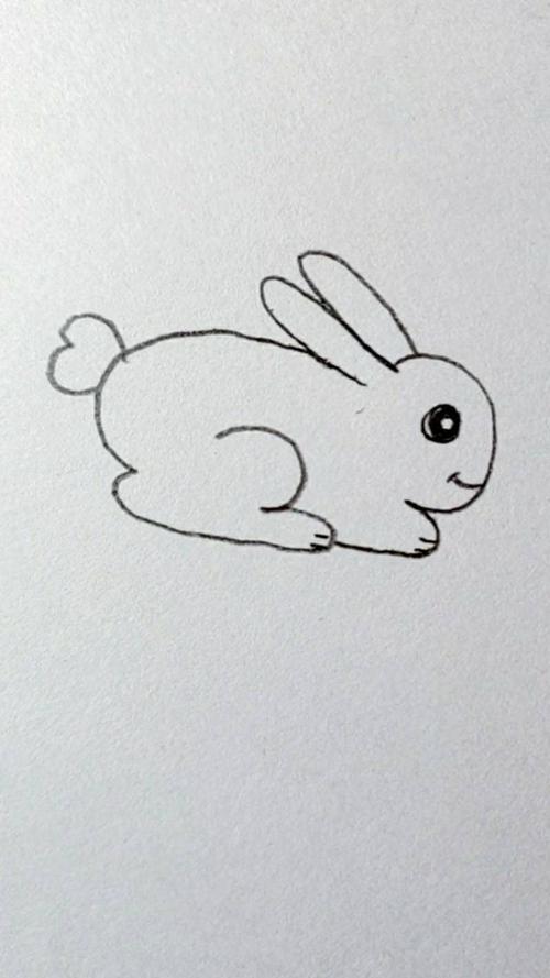 用3画小白兔,尾巴想不想小心心呢