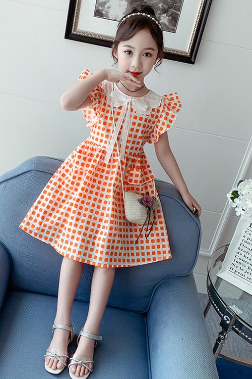 女童连衣裙夏装2020新款韩版儿童格子公主裙洋气夏季女孩裙子