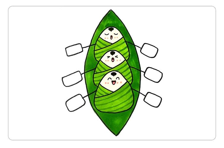 端午节赛龙舟,可爱的粽子简笔画 - 智慧妈咪网