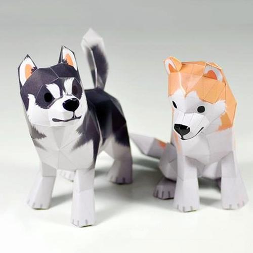 儿童手工折纸diy拼装立体纸质模型制作仿真动物拉布拉多犬宠物狗