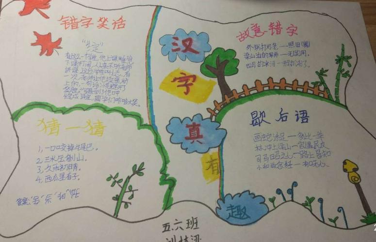 有趣的汉字手抄报五年级六班有趣的汉字手抄报简单又漂亮教程小学生有