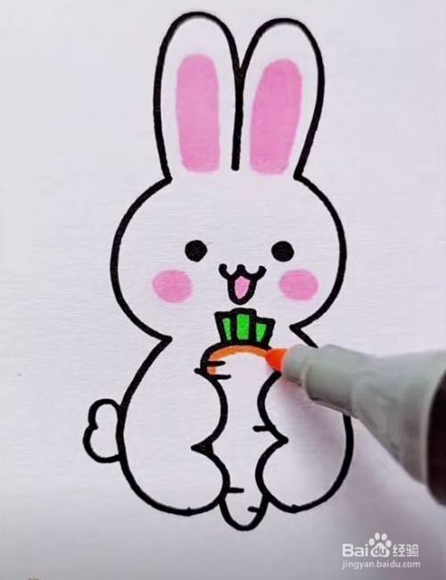 用马克笔给小白兔涂上颜色.