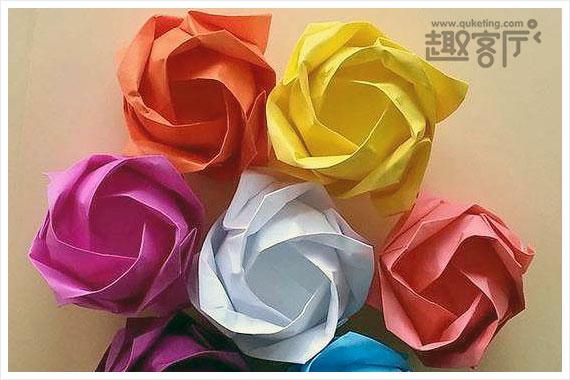 简单玫瑰花折纸图片大全 儿童手工折纸漂亮玫瑰