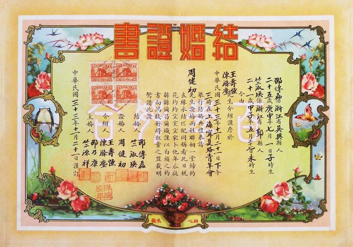 图说结婚证书花样变迁,中国人的爱和浪漫都在细节里