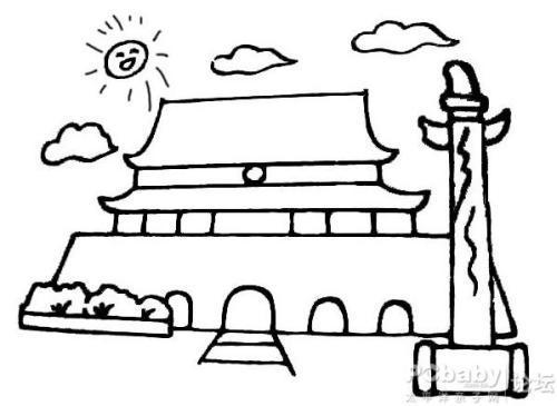幼儿北京天安简笔画带颜色