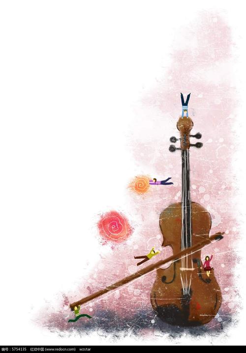 粉红背景的小提琴psd素材下载免费下载_红动网